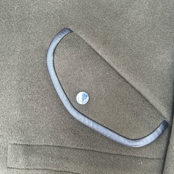 Maje wool blended coat with leather details. Military green color. Size 1. - Picture 3 of 16